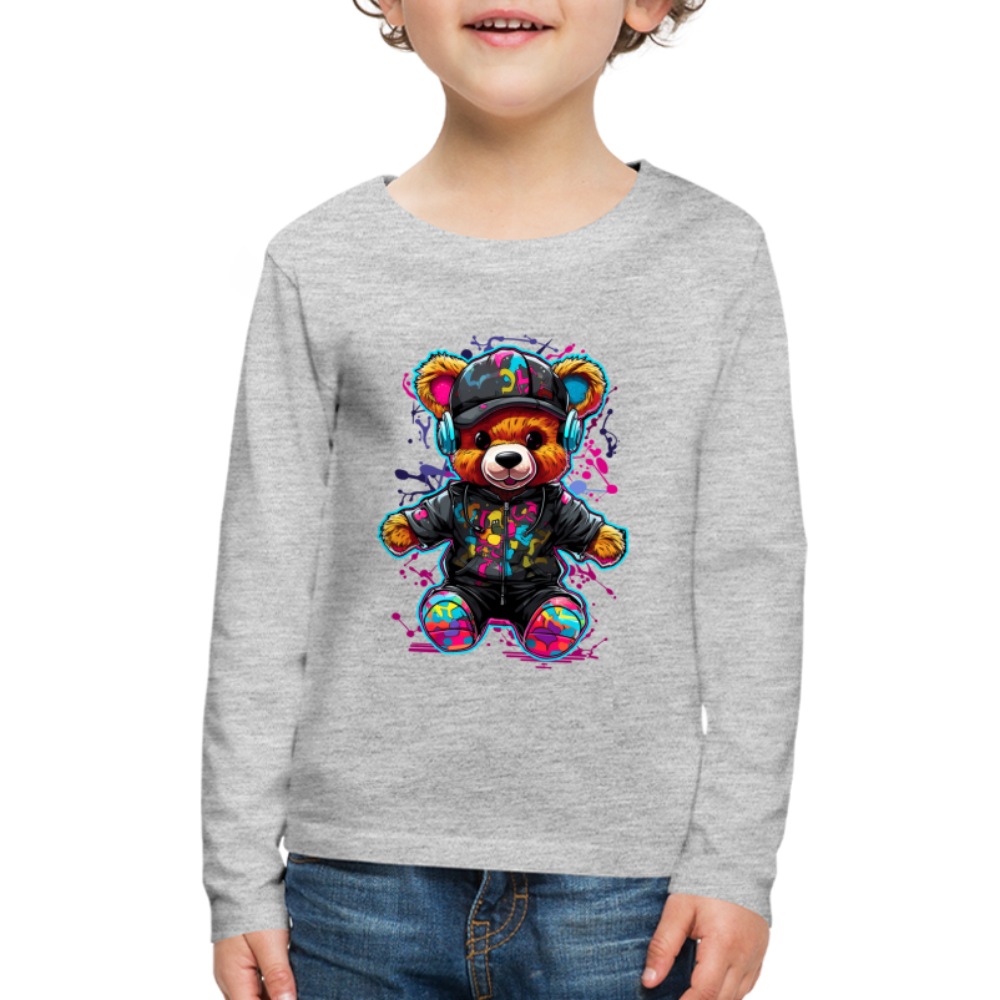 Boys Colorful Bear Long Sleeve T-Shirt - heather gray - NicholesGifts.online