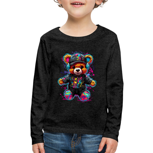 Boys Colorful Bear Long Sleeve T-Shirt - charcoal grey - NicholesGifts.online