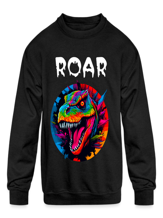 Boys White Writing Roar T-Rex Crewneck Sweatshirt - black - NicholesGifts.online