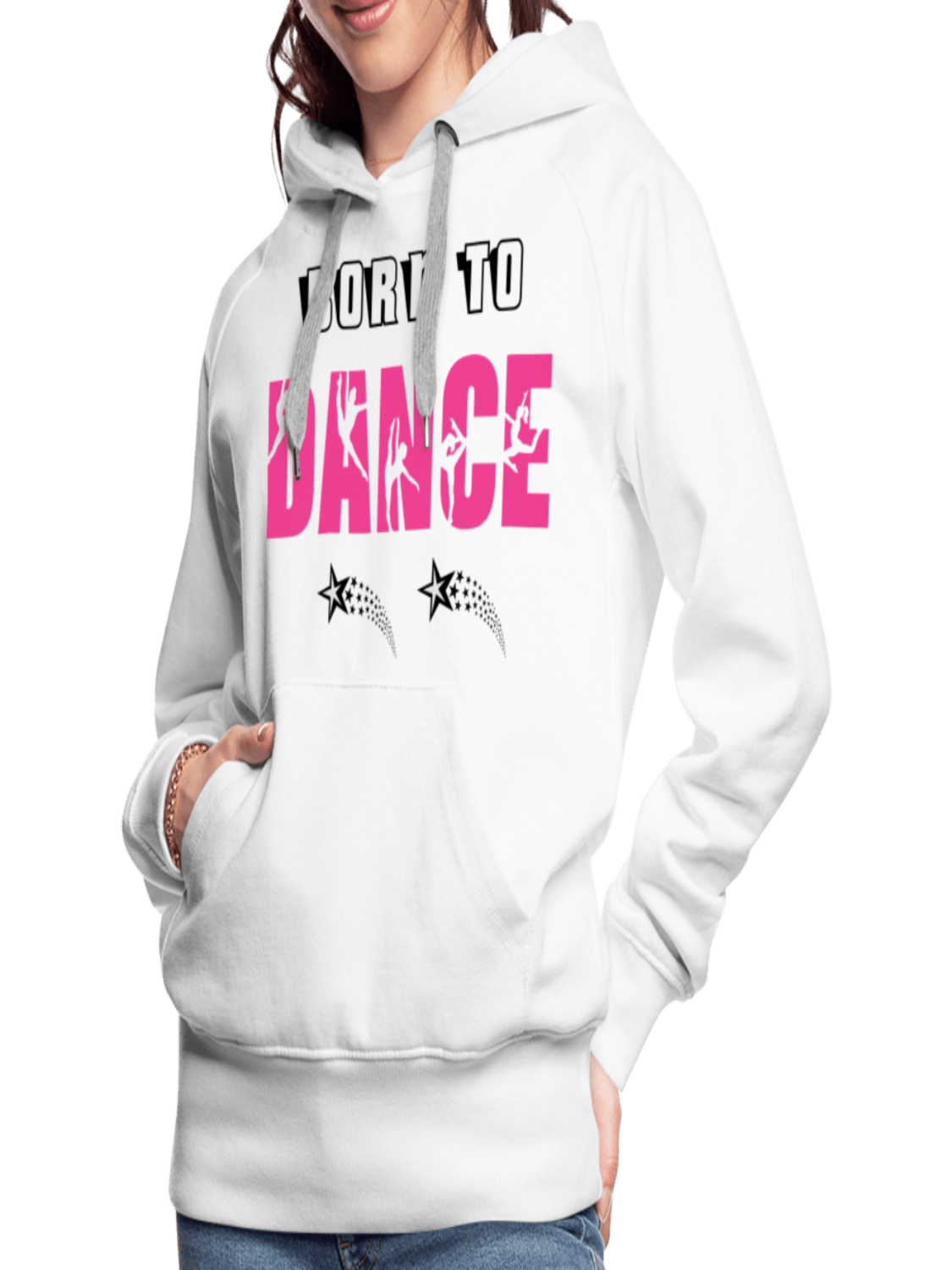 Women’s White Born To Dance Hoodie nicholesgifts