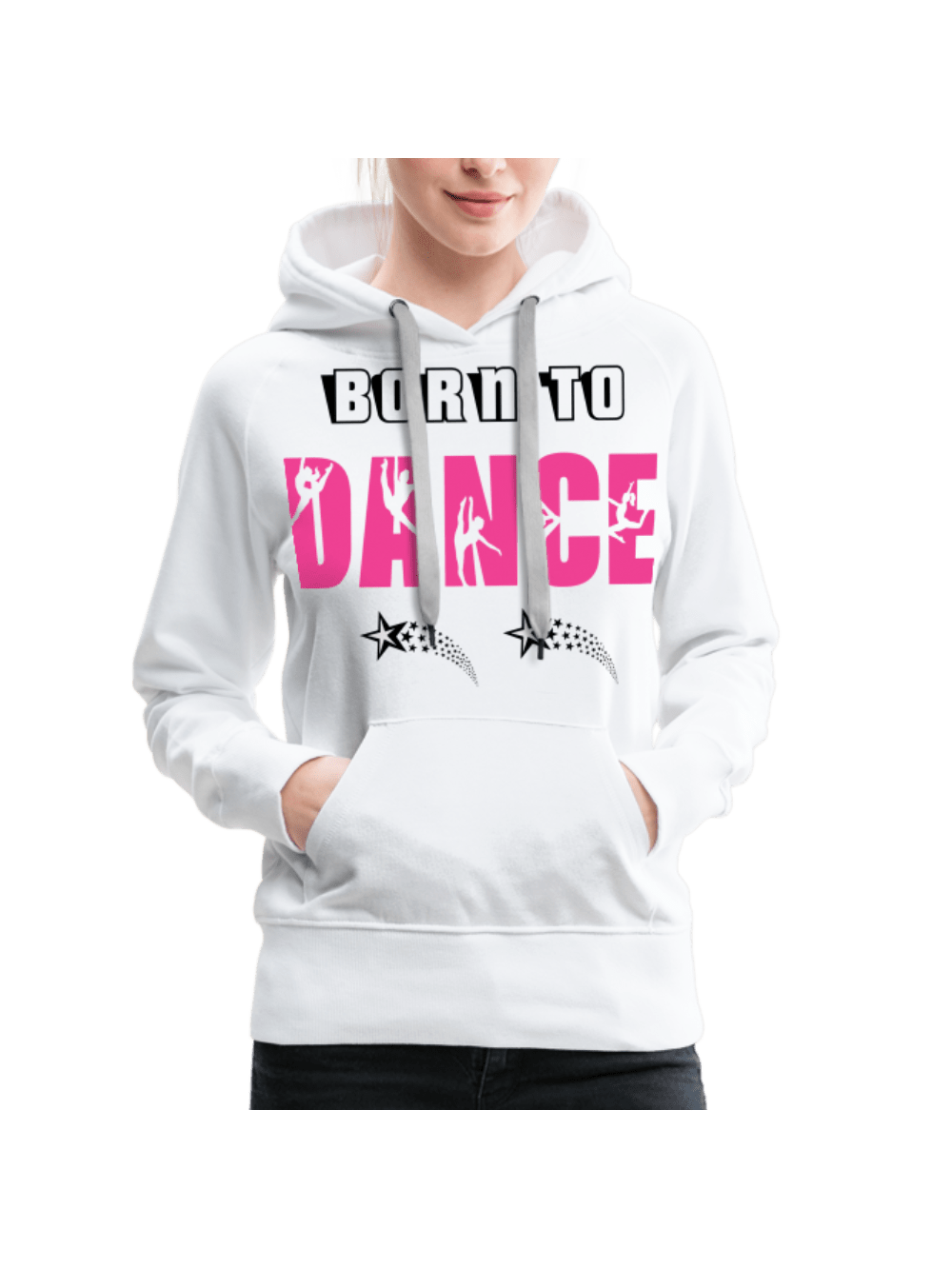 Women’s White Born To Dance Hoodie nicholesgifts