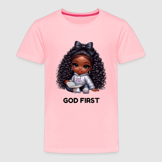 African American Toddler Girls God First Short Sleeve T-Shirt NicholesGifts