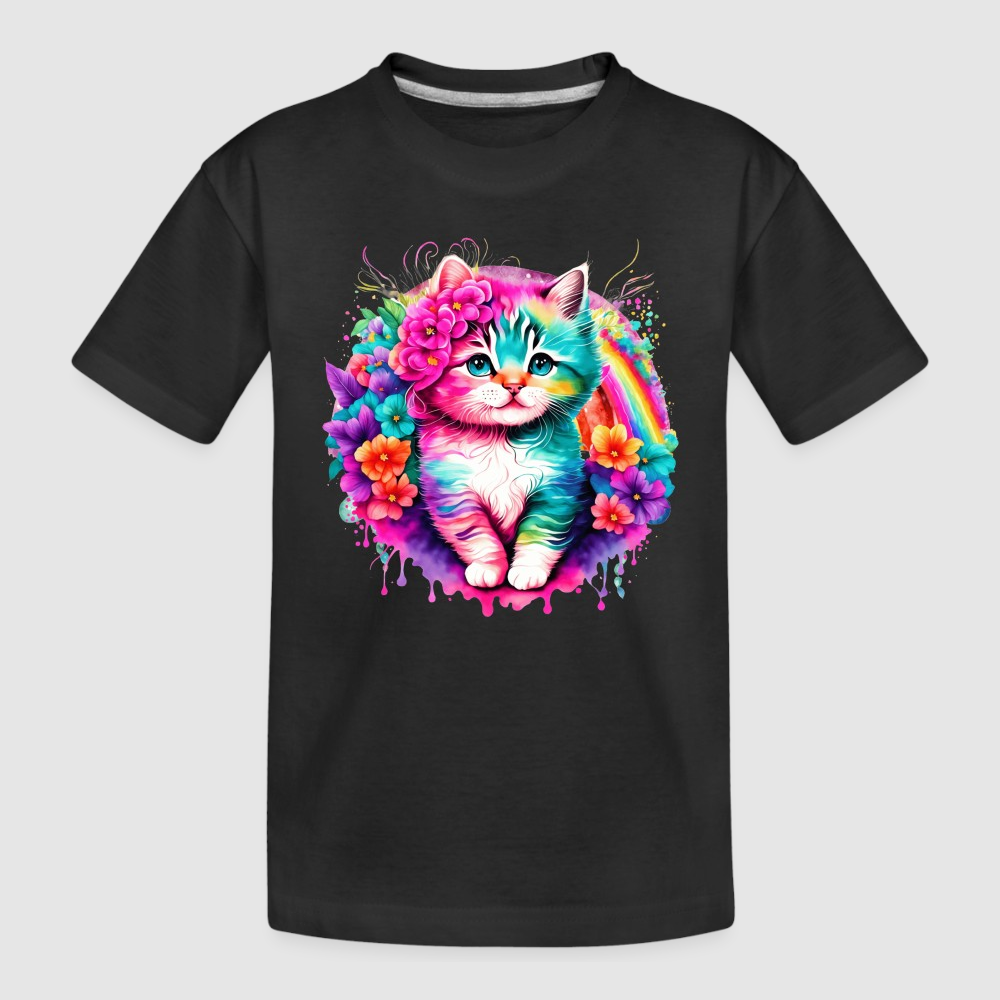 Toddler Girls Colorful Kitten Short Sleeve Tee Shirt NicholesGifts