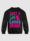 Girls Just A Girl Who Loves Cats Long Sleeve Crewneck Black Sweatshirt nicholesgifts