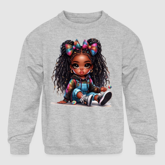 African American Toddler Girls Braids and Bows Long Sleeve Crewneck Sweatshirt NicholesGifts