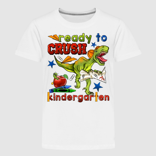 Toddler Boys Dinosaur Ready To Crush Kindergarten Short Sleeve Tee Shirt for Back To School NicholesGifts
