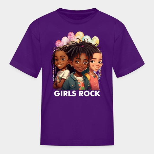 African American Girls Rock Crewneck Short Sleeve T-Shirt NicholesGifts