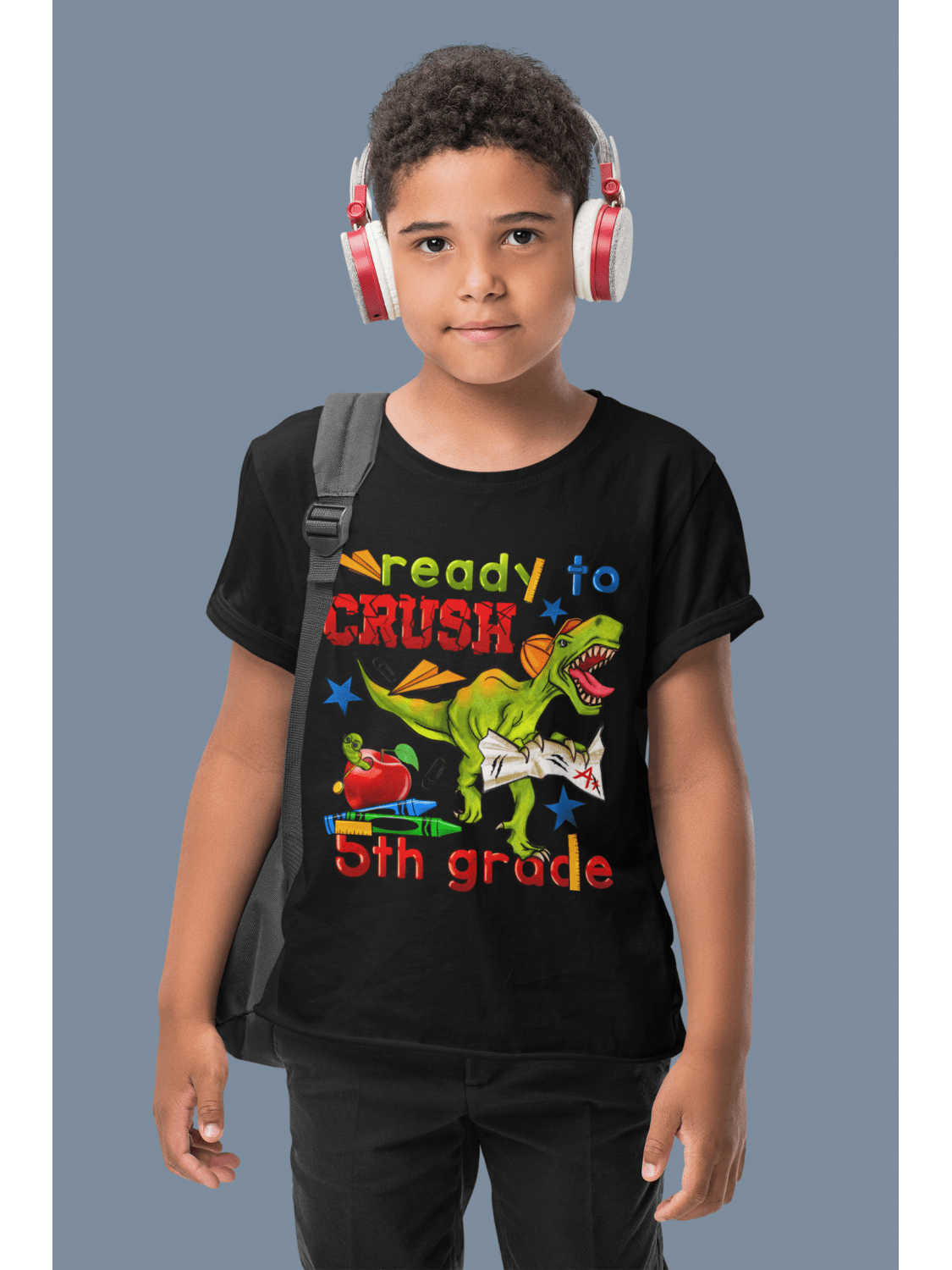 Boys Ready To Crush Fifth Grade Short Sleeve Tee Shirts for Back To School nicholesgifts