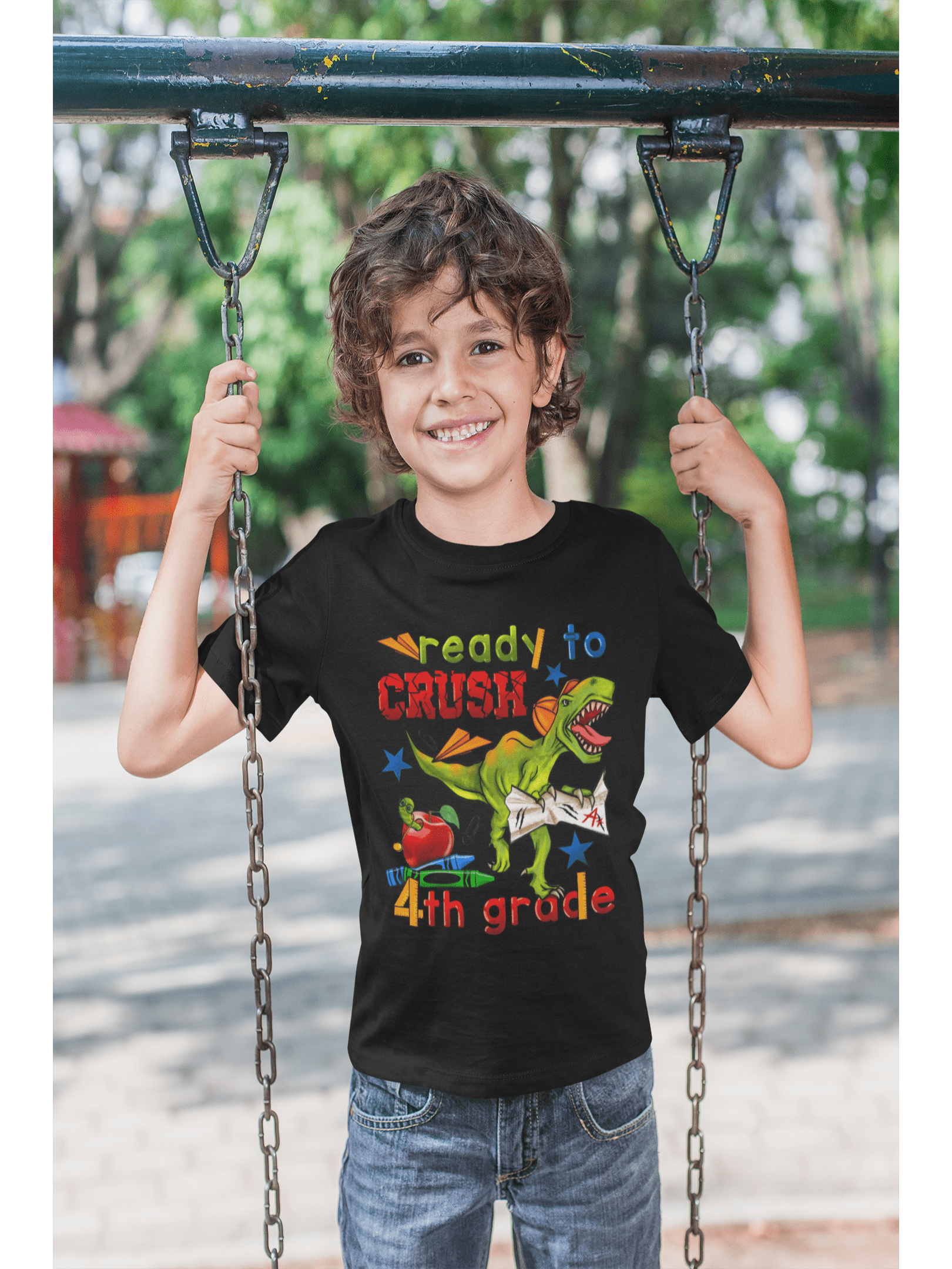 Boys Ready To Crush Fourth Grade Short Sleeve Tee Shirts for Back To School nicholesgifts