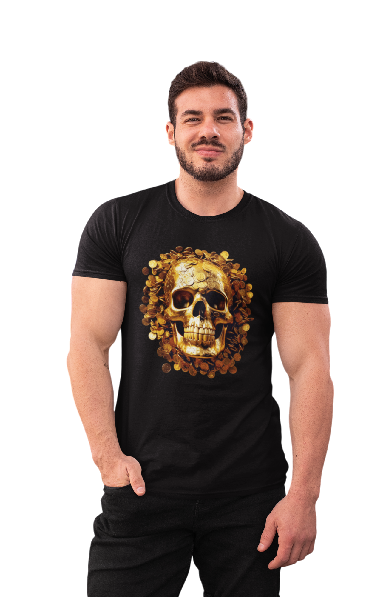 Men Skull Money Classic Short Sleeve T-Shirt nicholesgifts