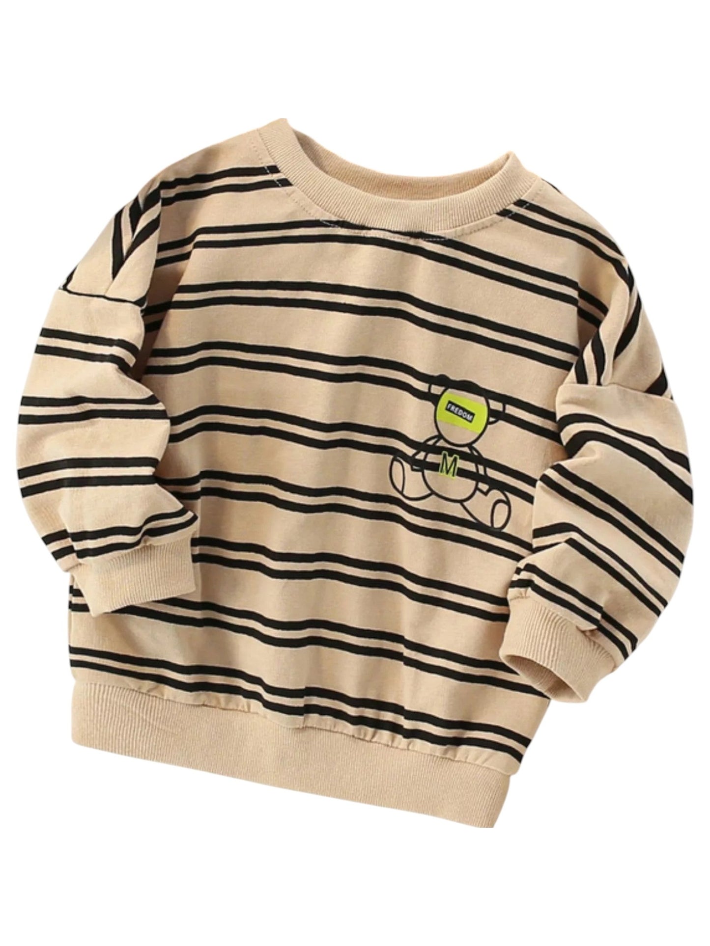 Toddler Boys Striped Bear Crew Neck Sweatshirt NicholesGifts