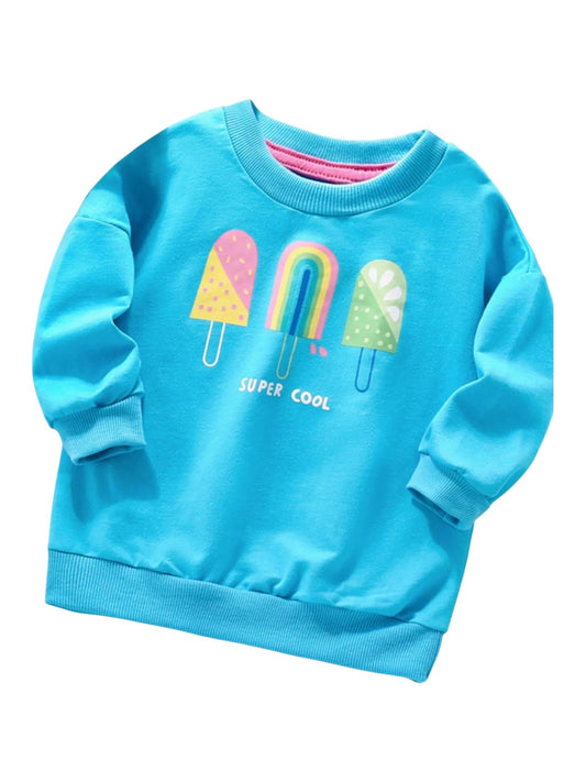 Toddler Girls Ice Cream Graphic Round Neck Sweatshirt NicholesGifts