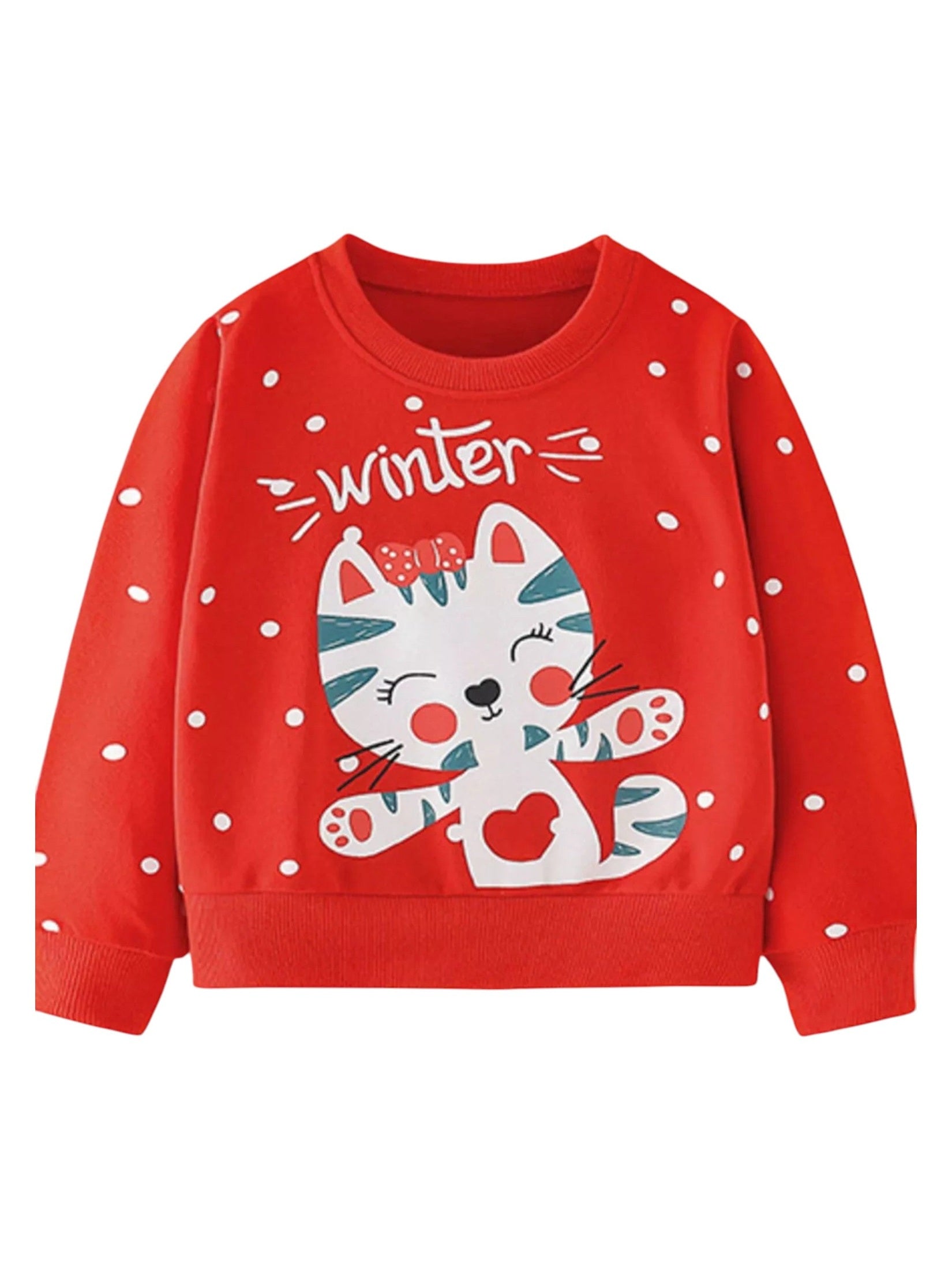 Toddler Girls Cute Cat Crew Neck Sweatshirt NicholesGifts