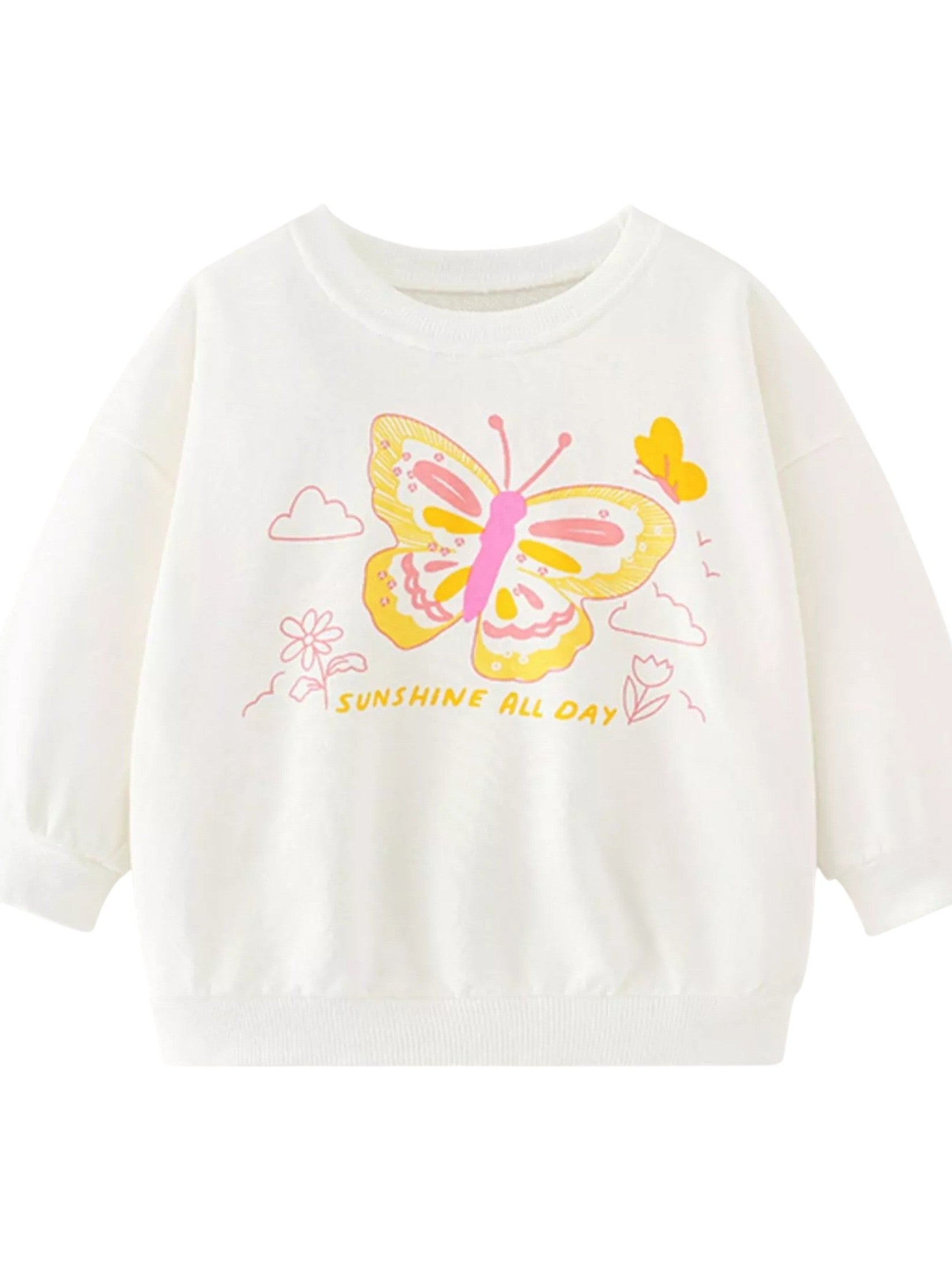Toddler Girls Butterfly Graphic Crew Neck Sweatshirt NicholesGifts
