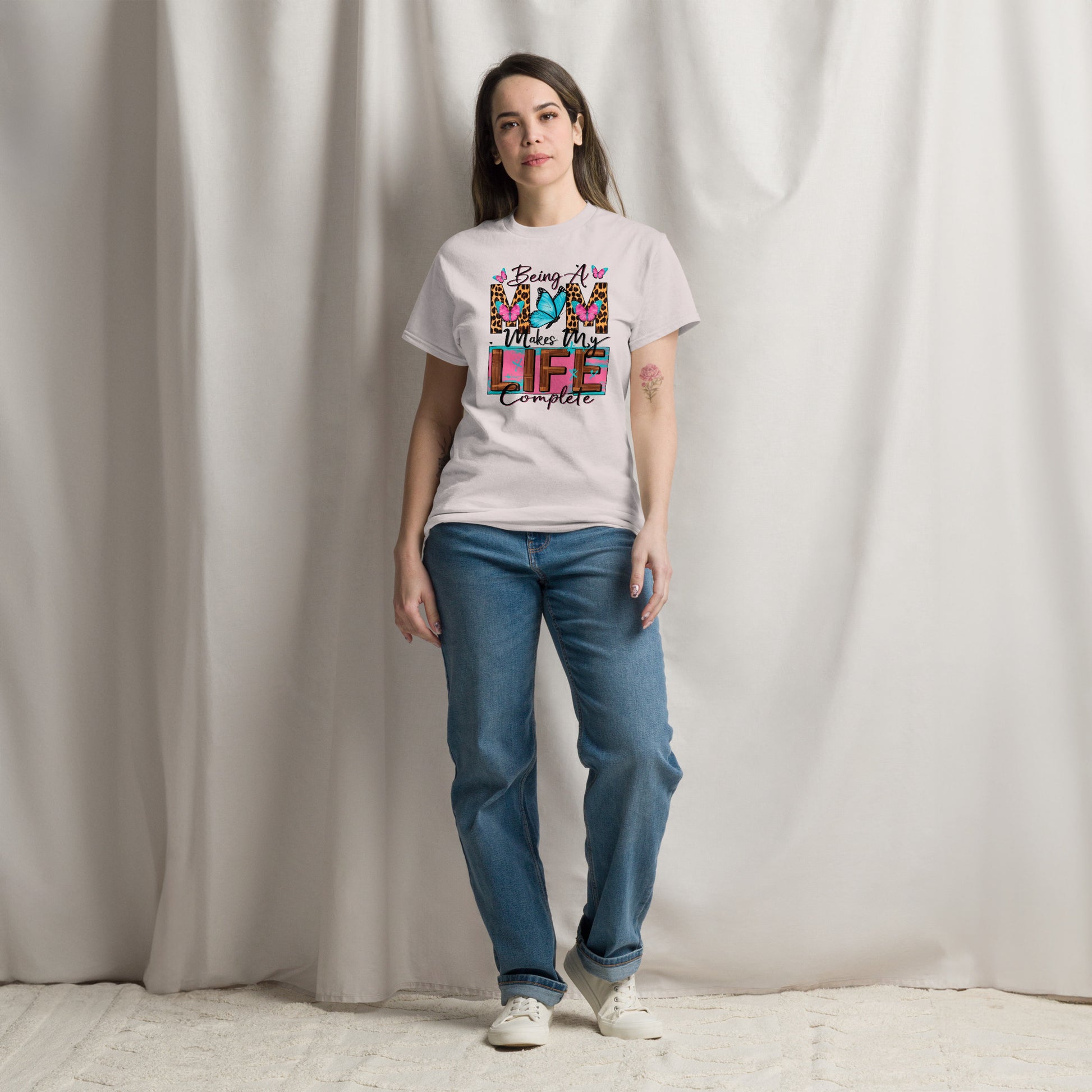Women Being a Mom Makes My Life Complete Crewneck Short Sleeve T-Shirt. NicholesGifts