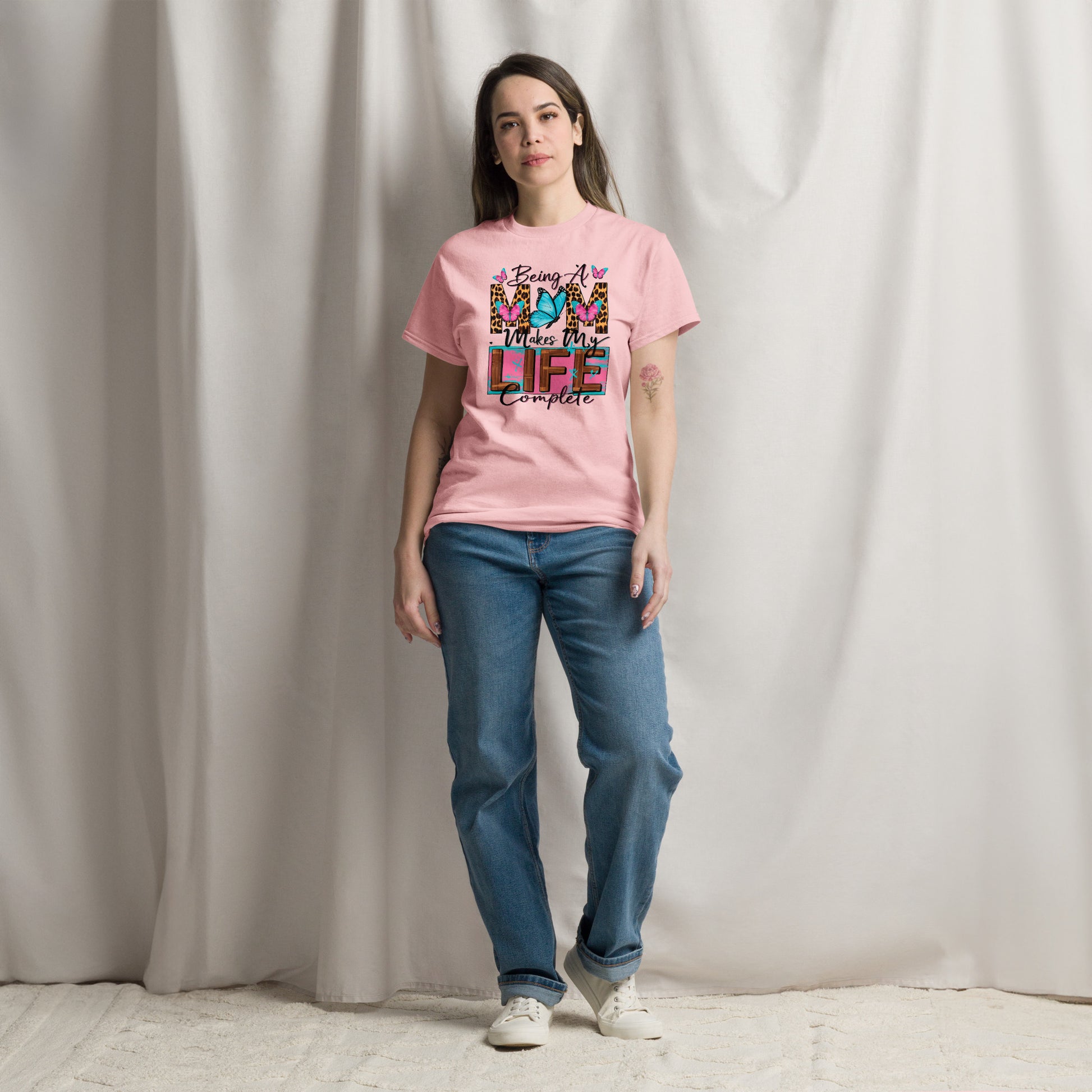Women Being a Mom Makes My Life Complete Crewneck Short Sleeve T-Shirt. NicholesGifts