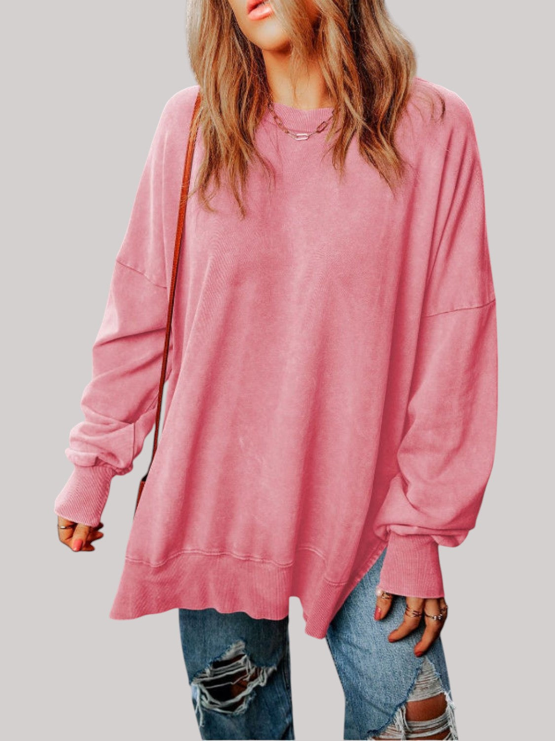 Women Dropped Shoulder Round Neck Long Sleeve Blouse NicholesGifts