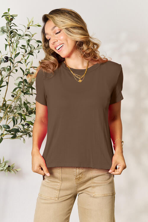Women Basic Full Size Round Neck Short Sleeve T-Shirt