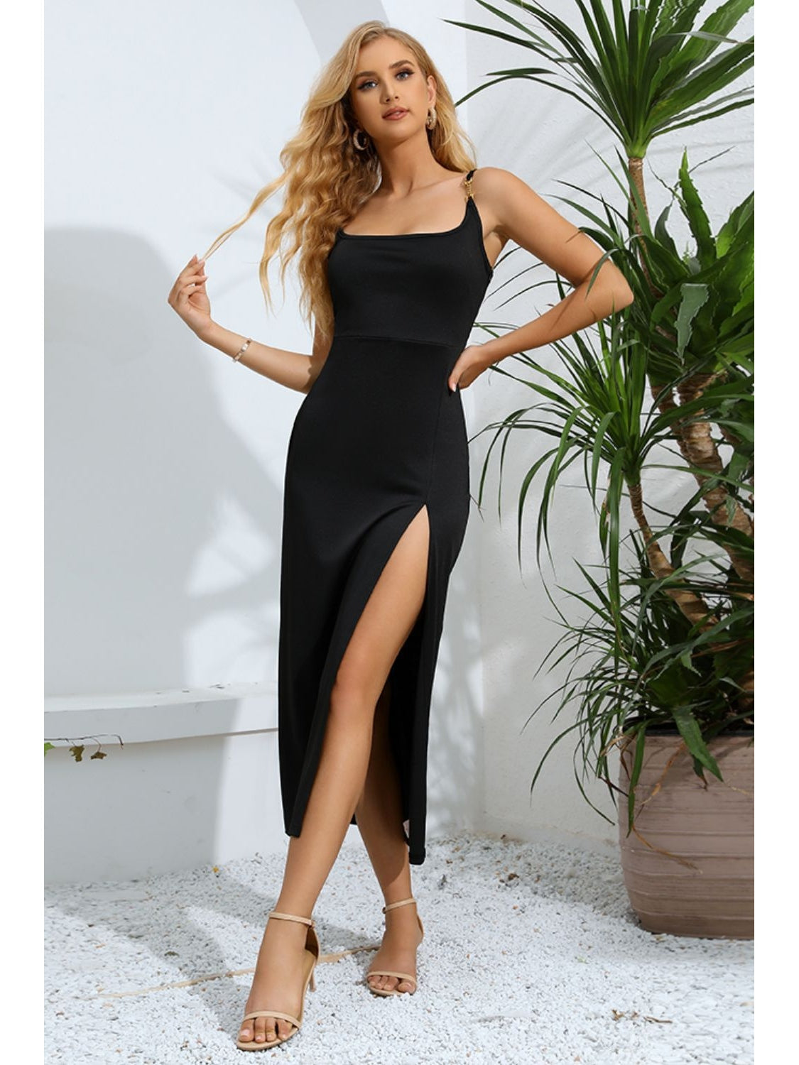 Women Split Spaghetti Strap Dress nicholesgifts