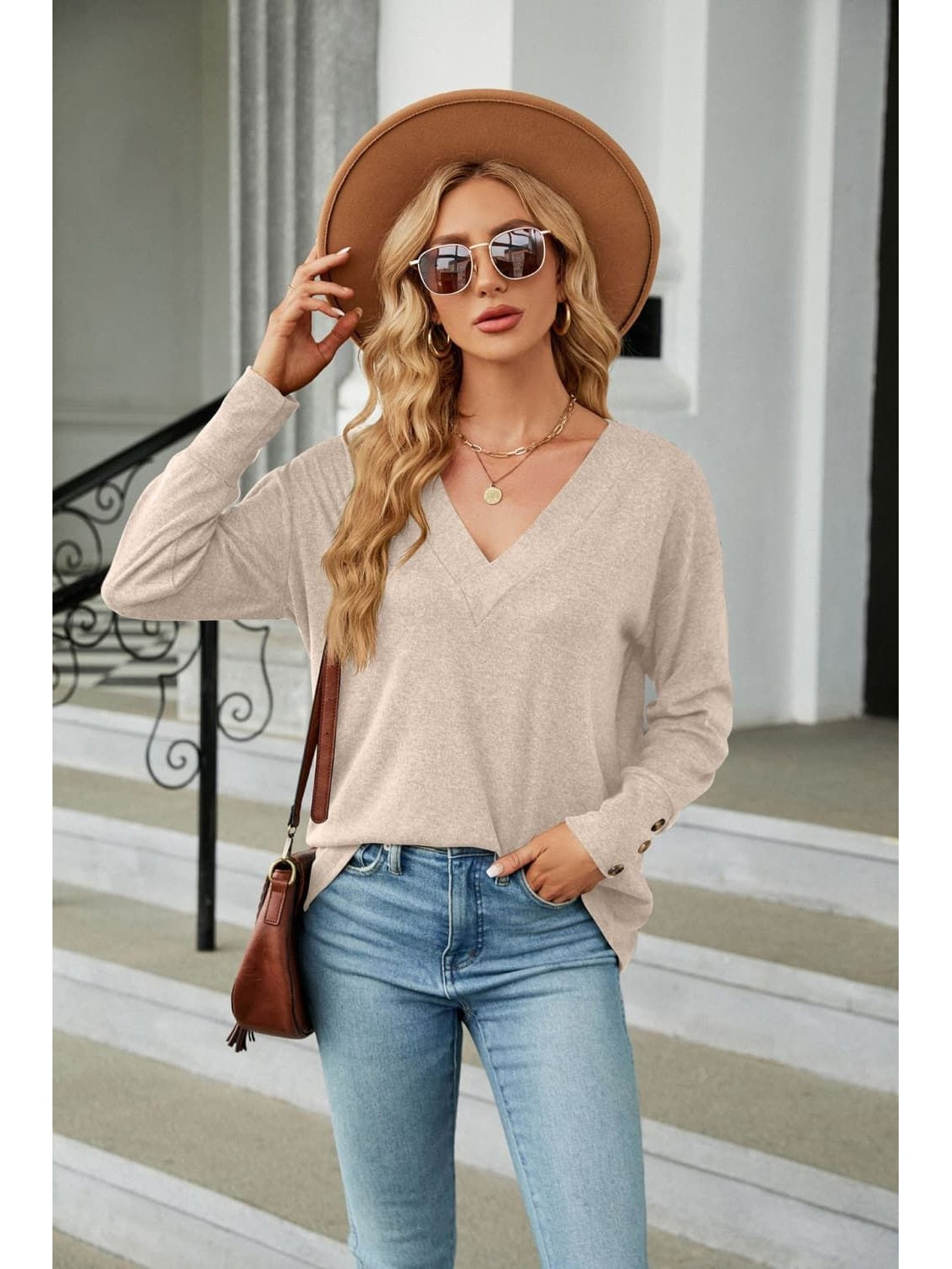 Women V-Neck Long Sleeve T-Shirt nicholesgifts