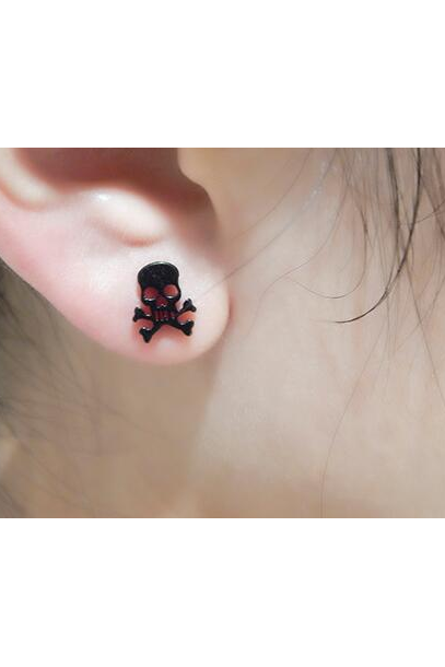 Rocked Out Hollowed Out Stainless Steel Skull Earrings nicholesgifts