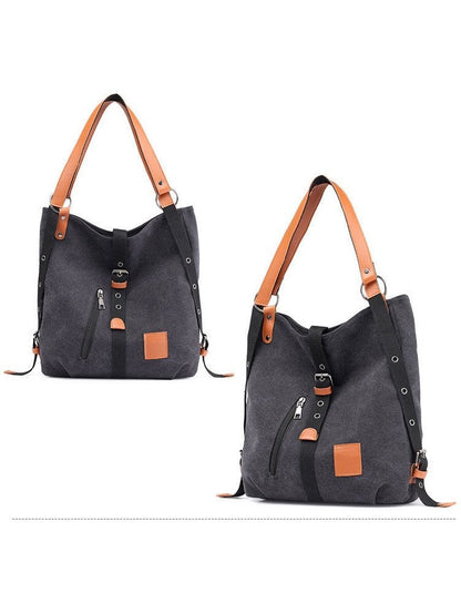 Women Multifunctional triple bucket oblique backpack nicholesgifts