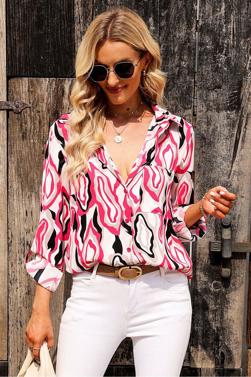Women Collared Neck Buttoned Long Sleeve Shirts - NicholesGifts.online