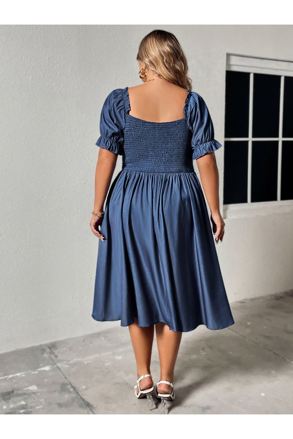 Plus Size Women Ruched Sweetheart Neck Dress
