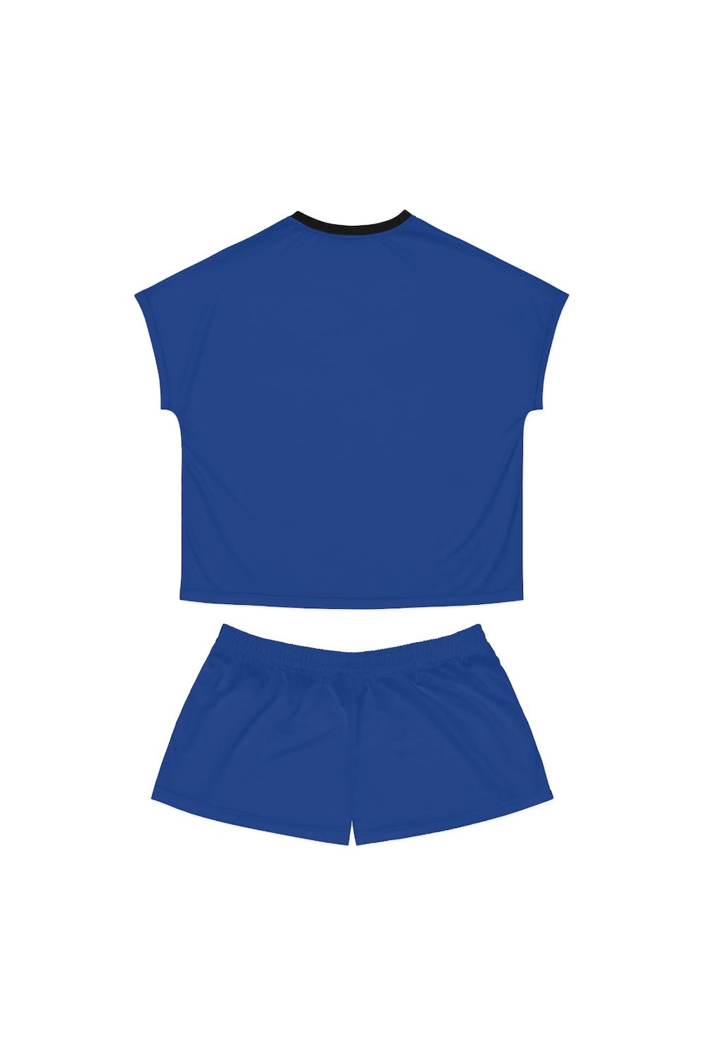 Women's Blue Shorts Black Smiley Face Short Pajama Set