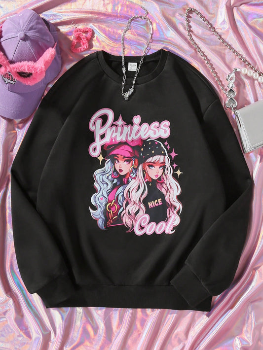 Girls Princess Graphic Pullover Sweatshirt