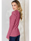 Basic Full Size Ribbed Mock Neck Puff Sleeve T-Shirt nicholesgifts
