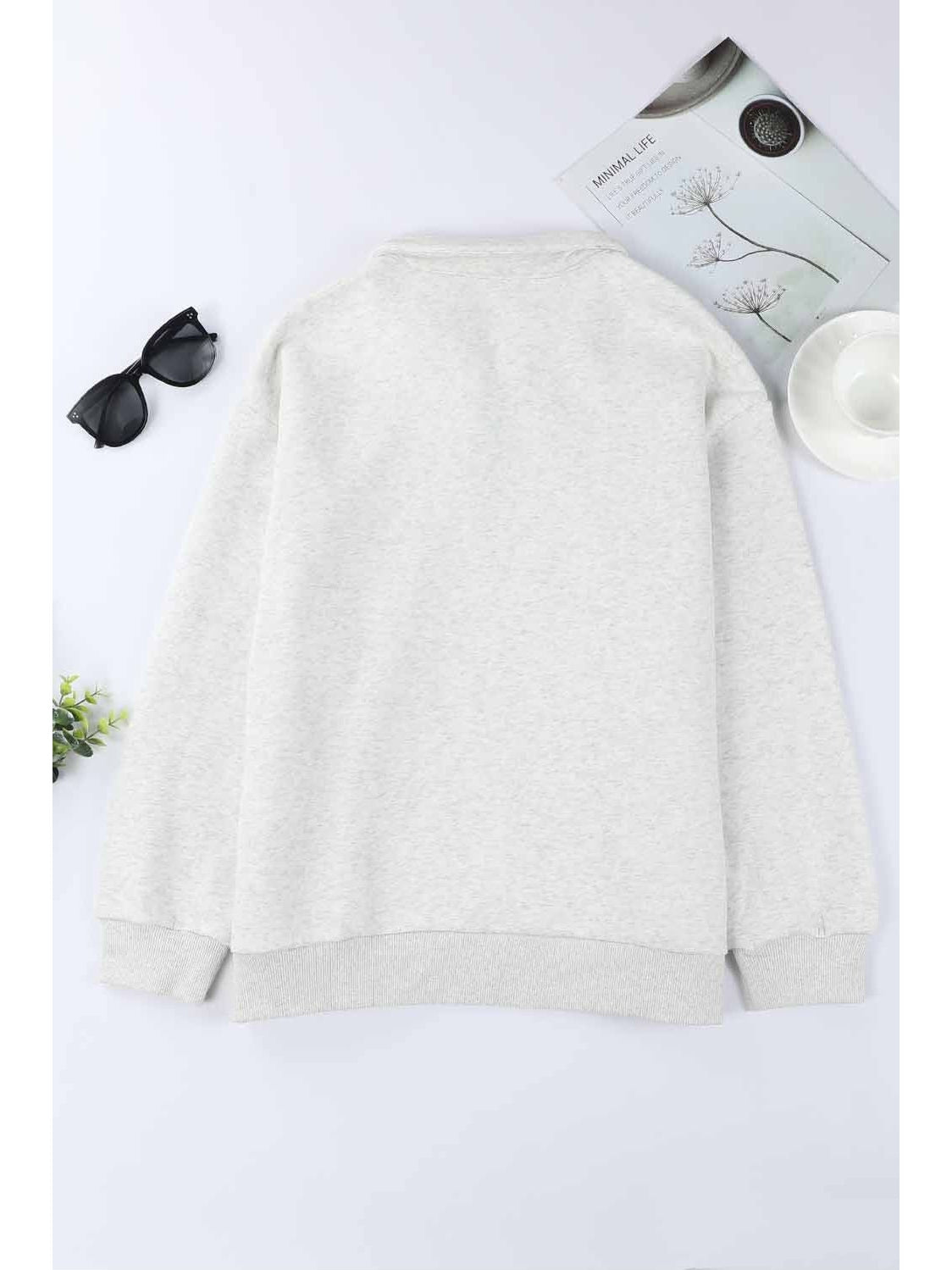 Women Quarter Zip Dropped Shoulder Sweatshirt nicholesgifts