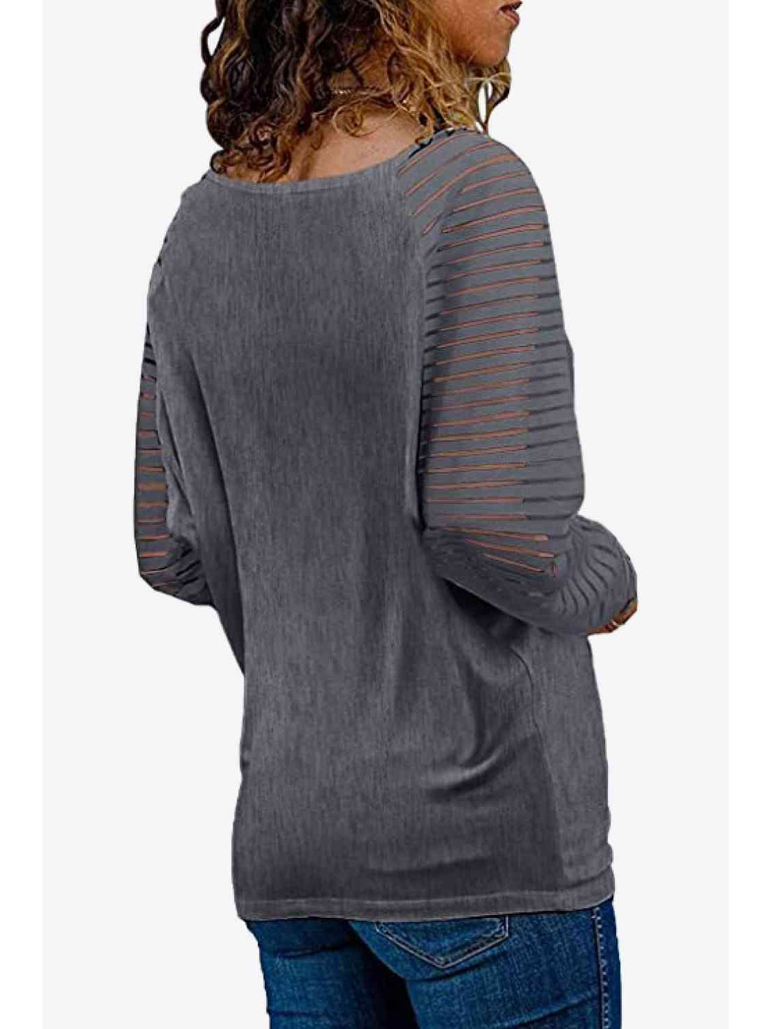 Women V-Neck Long Raglan Sleeve Top nicholesgifts