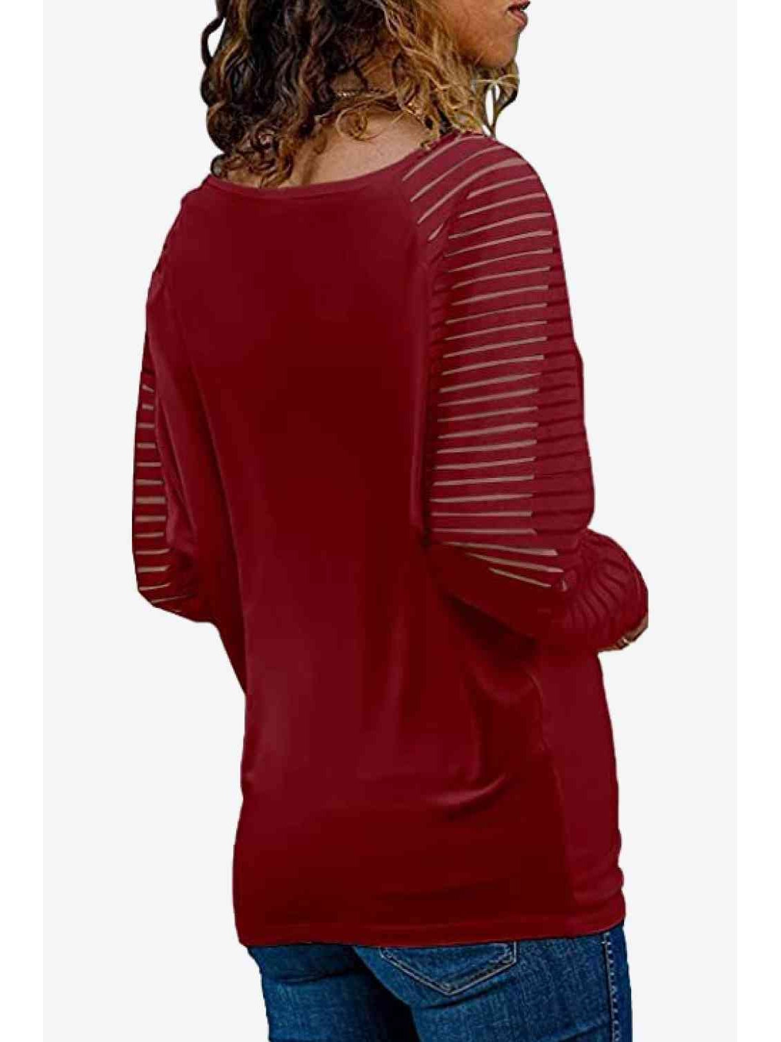 Women V-Neck Long Raglan Sleeve Top nicholesgifts