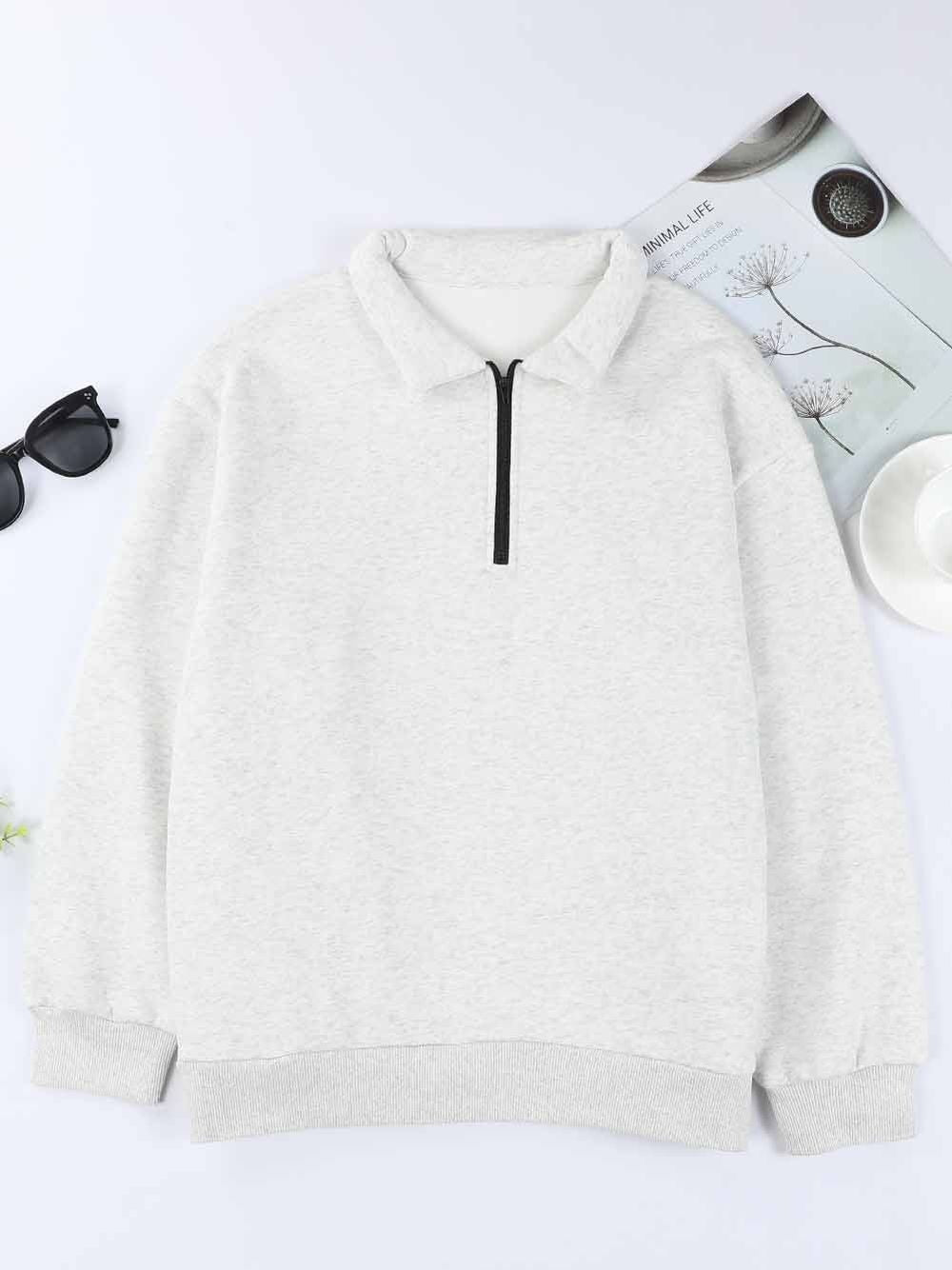 Women Quarter Zip Dropped Shoulder Sweatshirt nicholesgifts