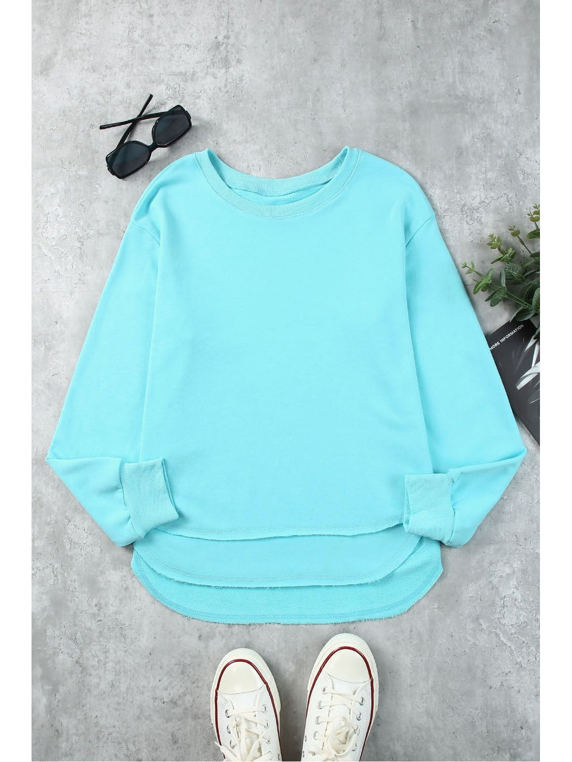 Women Side Slit Drop Shoulder Sweatshirt nicholesgifts