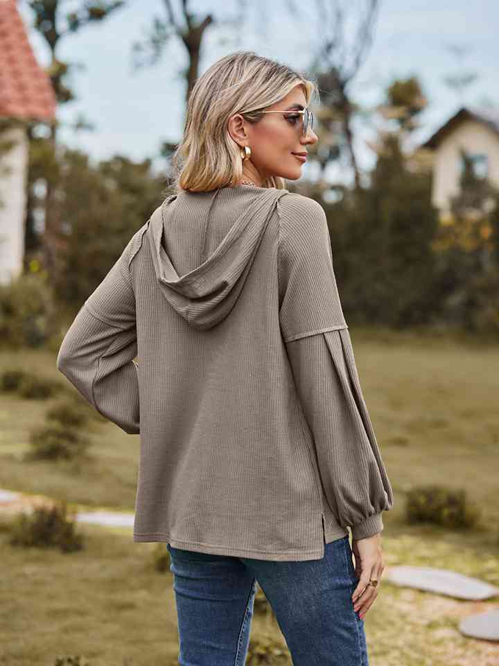 Women Dropped Shoulder Button-Down Hoodie nicholesgifts