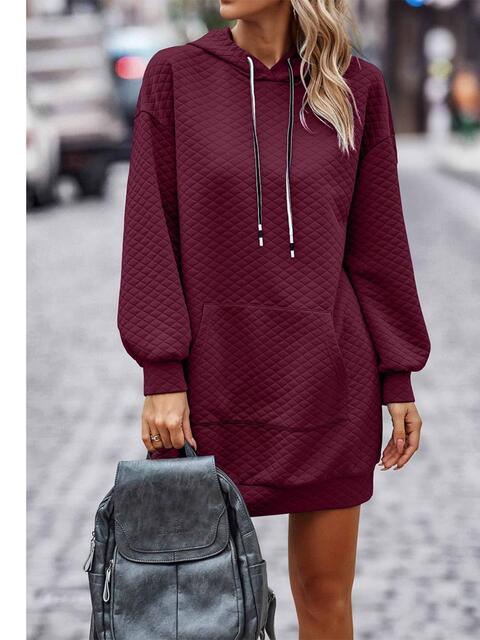 Women Textured Drawstring Tunic Hoodie nicholesgifts