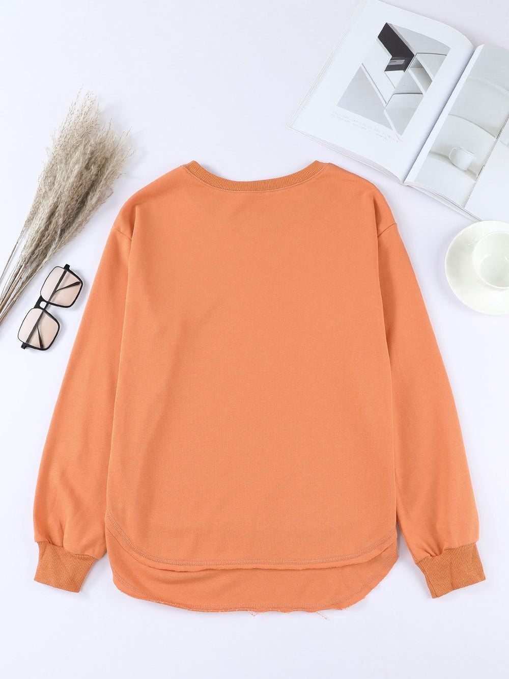 Women Side Slit Drop Shoulder Sweatshirt nicholesgifts