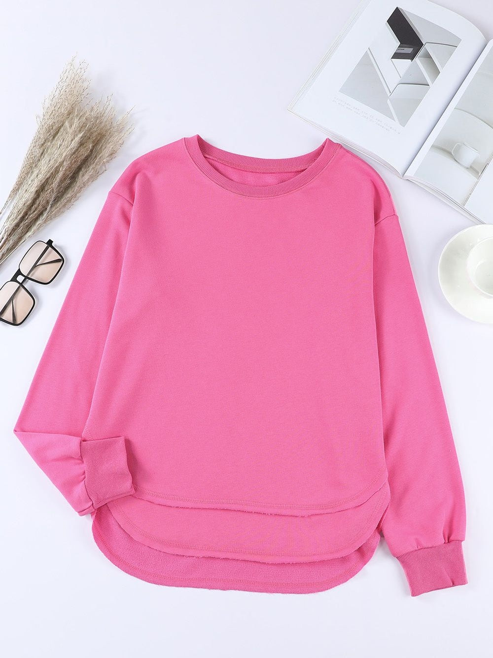 Women Side Slit Drop Shoulder Sweatshirt nicholesgifts