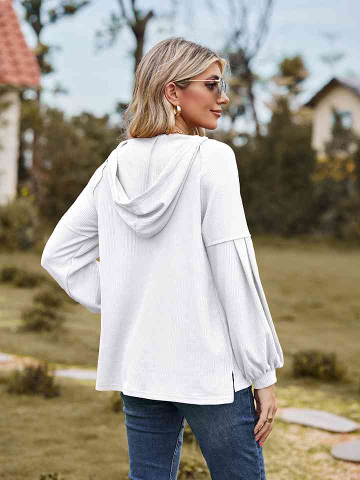 Women Dropped Shoulder Button-Down Hoodie nicholesgifts