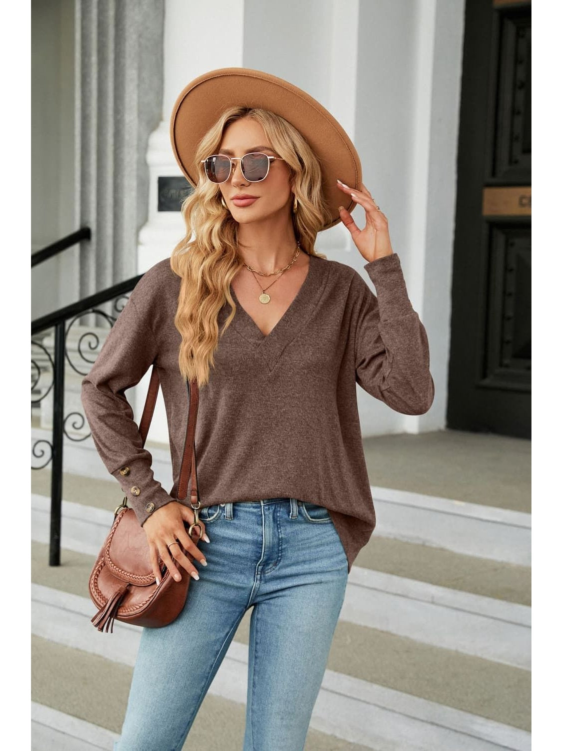 Women V-Neck Long Sleeve T-Shirt nicholesgifts