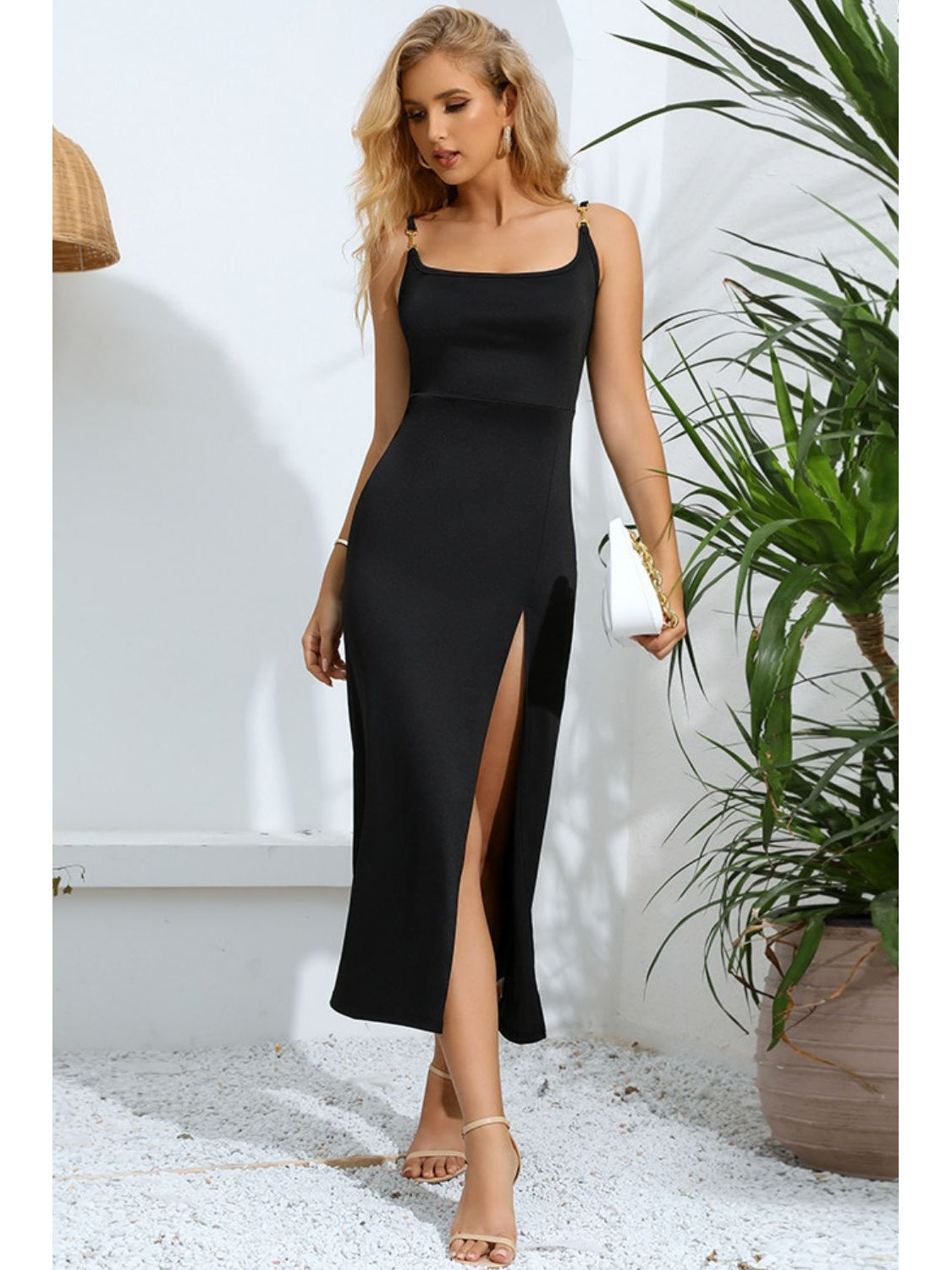 Women Split Spaghetti Strap Dress nicholesgifts