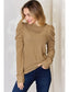 Basic Full Size Ribbed Mock Neck Puff Sleeve T-Shirt nicholesgifts