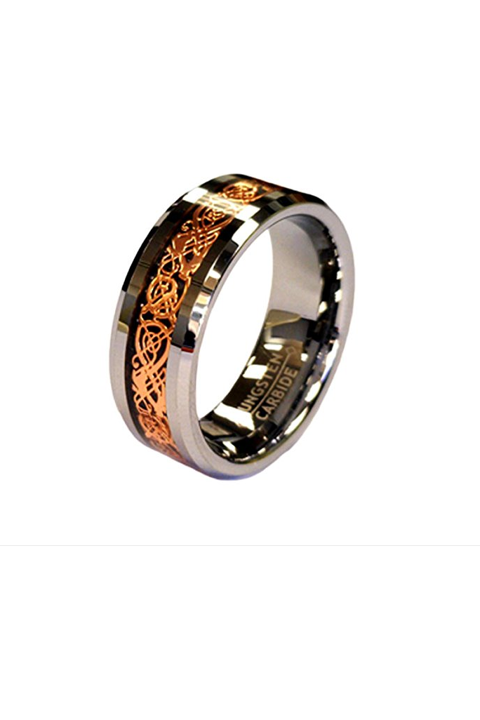 Men Rose Gold Celtic Tungsten Ring nicholesgifts