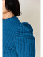 Basic Full Size Ribbed Mock Neck Puff Sleeve T-Shirt nicholesgifts