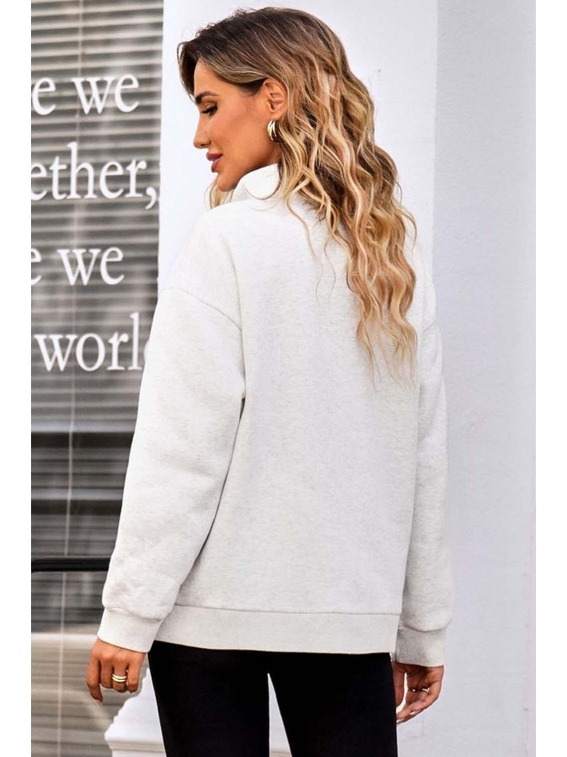 Women Quarter Zip Dropped Shoulder Sweatshirt nicholesgifts