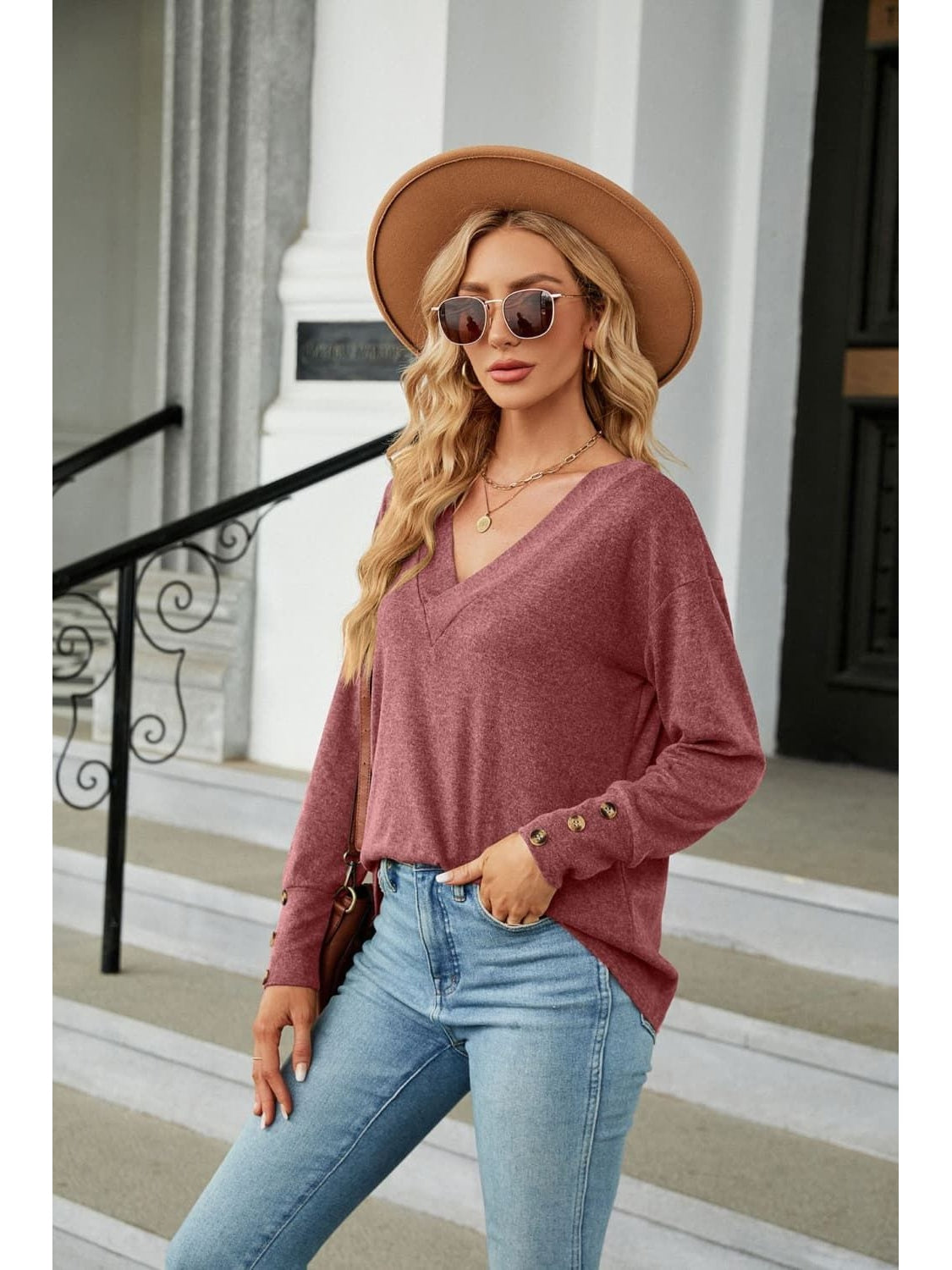 Women V-Neck Long Sleeve T-Shirt nicholesgifts