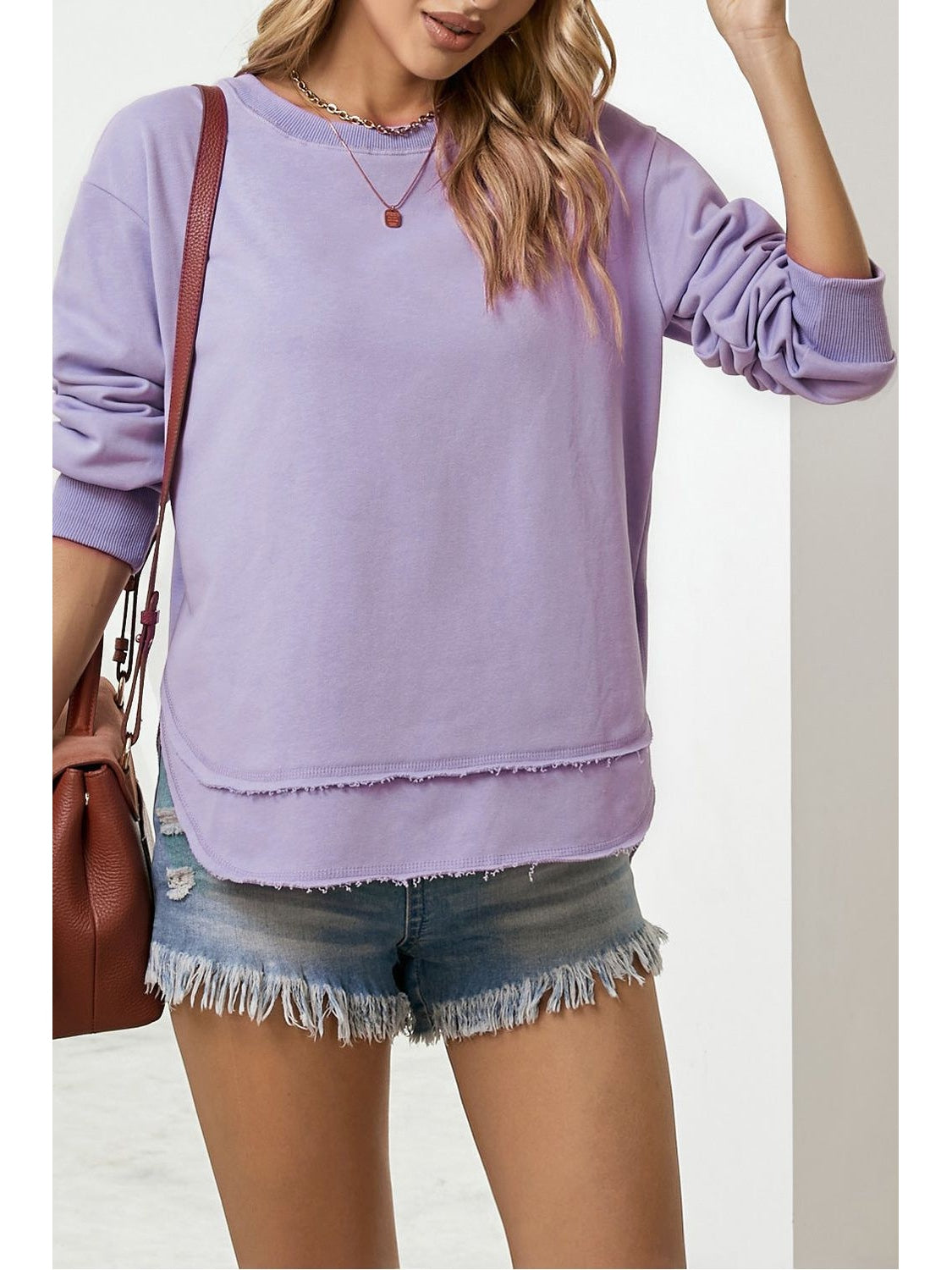 Women Side Slit Drop Shoulder Sweatshirt nicholesgifts