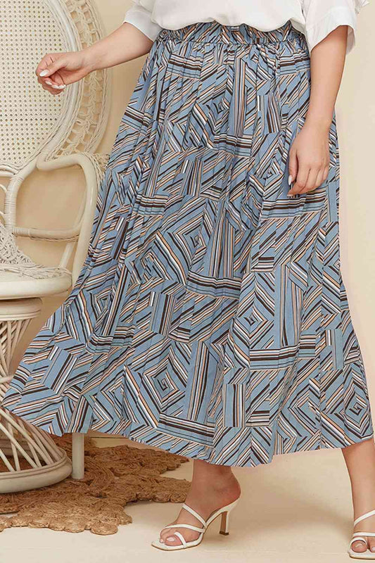 Plus Size Women Geometric Pleated Skirt - NicholesGifts.online